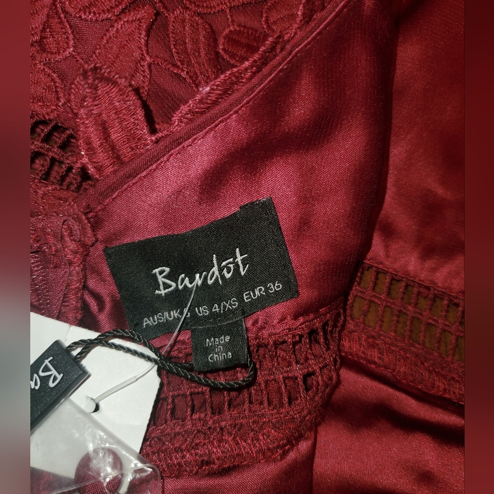 NWT Bardot Burgundy Gemma Halter Lace Dress Size 4 - Picture 8 of 14